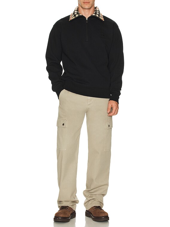 Burberry Chunky Collar Quarter Zip Crew in Black | FWRD