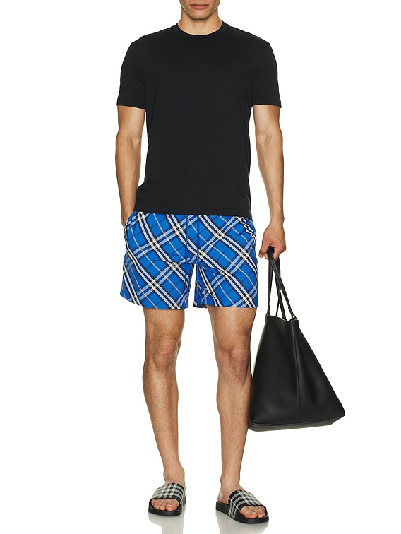 BURBERRY｜ (Check Swim Pants (8107272)) Burberry Checked Drawstring Swim Shorts | Neutrals | FARFETCH