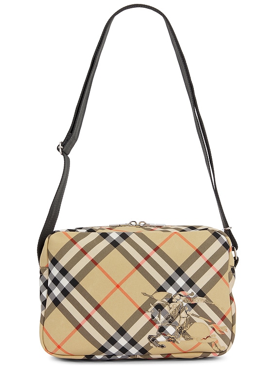 【BURBERRY】ESSENTIAL CROSSBODY チェック柄クロスボディ Check Crossbody Bag​ in Sand - Men, Nylon | Burberry® Official