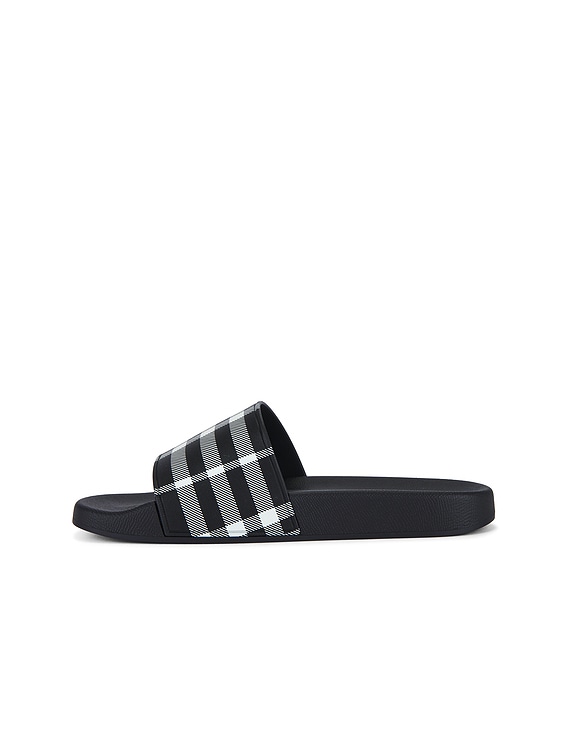 Burberry Furley Check Slide in Black & Calico Check | FWRD