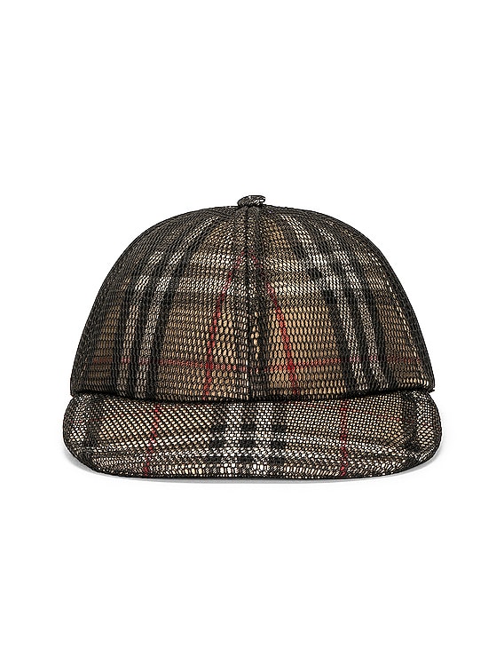 Burberry Mesh Baseball Hat in Beige Check & Black | FWRD