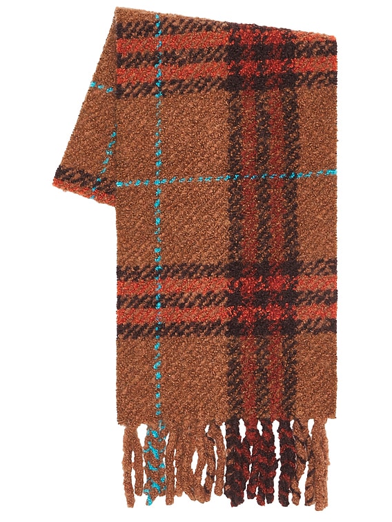 Burberry Giant Check Boucle Scarf in Ginger Brown | FWRD