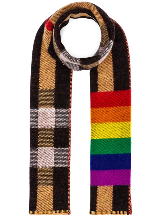 Rainbow Stripe Check Blanket Scarf 