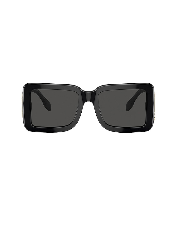 Burberry Square Sunglasses in Black & Brushed Gold | FWRD