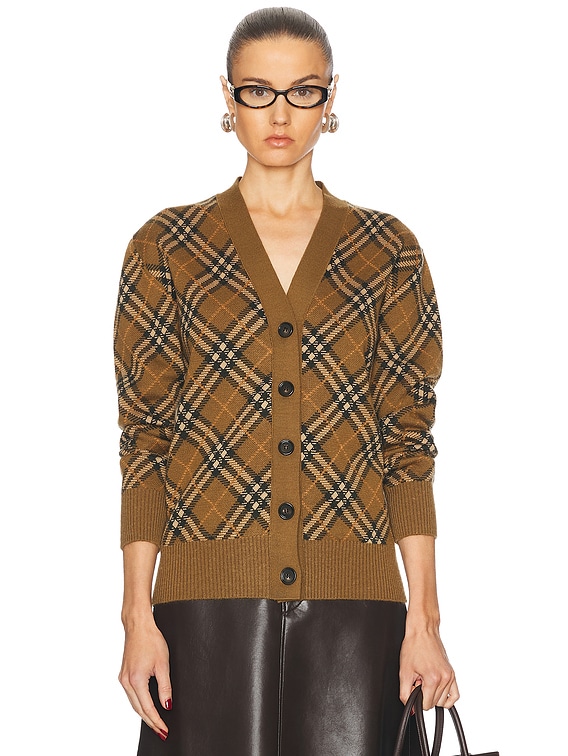 Burberry V-Neck Cardigan in Shrew IP Check | FWRD