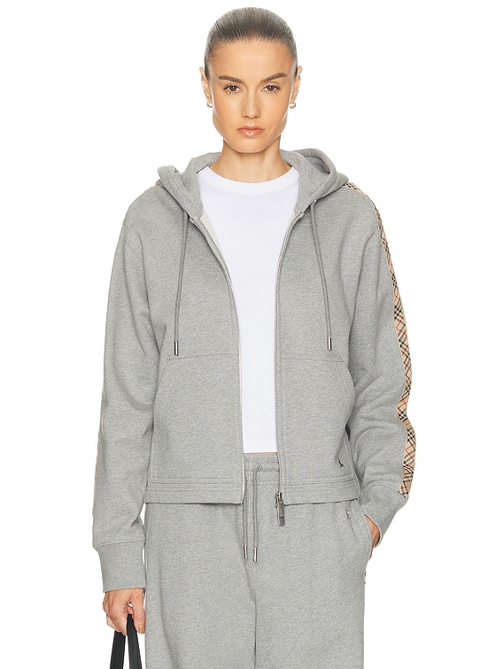Burberry Harper Zip Up Hoodie in Pale Grey Melange | FWRD