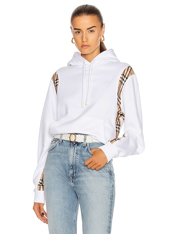 Burberry Fairhall Check Panel Sweatshirt in White | FWRD