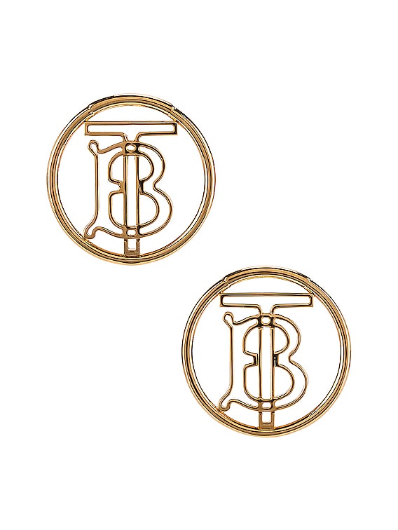 Burberry Large Outline Clip Earrings in Light Gold | FWRD