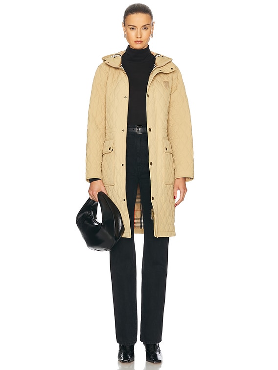 【BURBERRY】Long Quilted Down Jacket Women's BURBERRY Quilted Long Down Puffer Jacket Coat Hooded