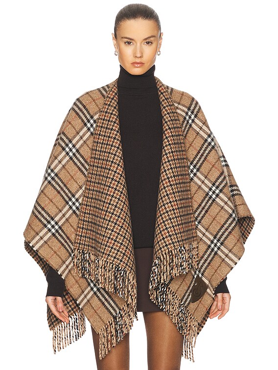 ポンチョ・ケープ Burberry FW25 A:ST CHARLOTTE CAPE:164786:A2021 (8102992) Burberry Charlotte Check Wool Cape | Neiman Marcus