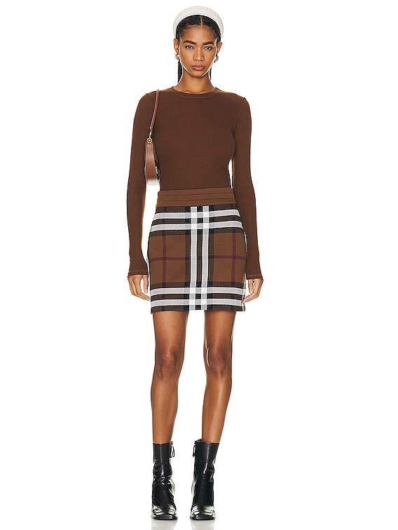スカート BURBERRY Women Skirts 8106335 Brown Burberry Check Mini Wrap Skirt In Dark Birch Brown Chk - 53