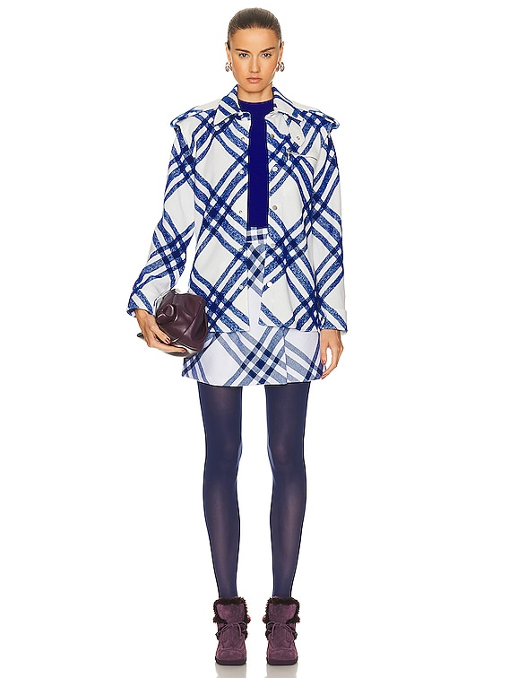 スカート BURBERRY SATIN SKIRT WITH CHECK PANEL Burberry Satin skirt check panel fringe hem | The Fashion Square