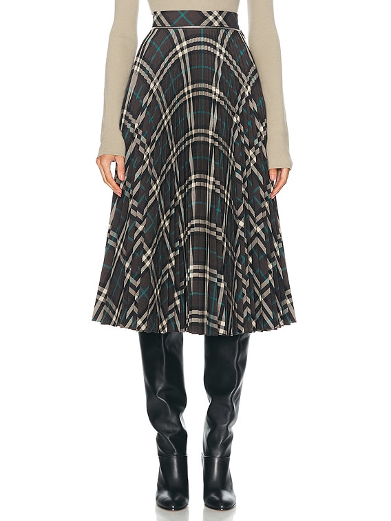 スカート Burberry FW24 SNUG IP CHECK PULL (8093010 C1213) Burberry Pleated Midi Skirt in Snug IP Check | FWRD