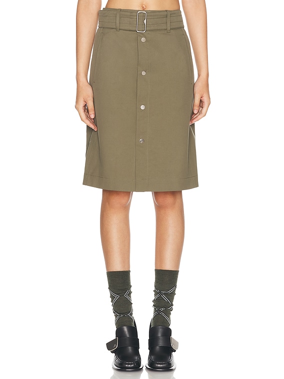 ミニスカート BURBERRY Kilt skirt Burberry Belted Midi Skirt in Khaki | FWRD