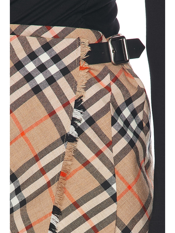 Burberry Kilt Mini Skirt in Nut Ip Check | FWRD