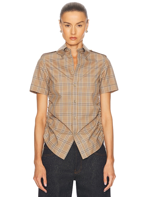 トップス Burberry tops medium Beige Check Mesh T-shirt - kids atelier
