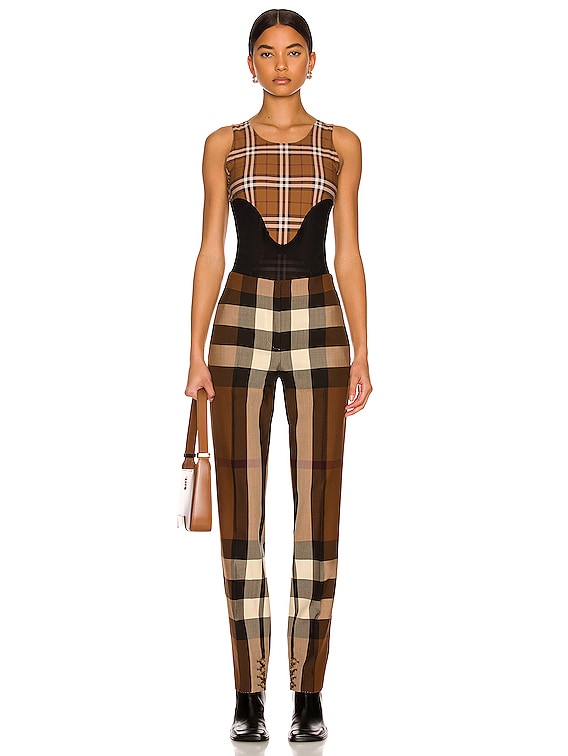 Burberry Madison Check Bodysuit in Dark Birch Brown IP | FWRD