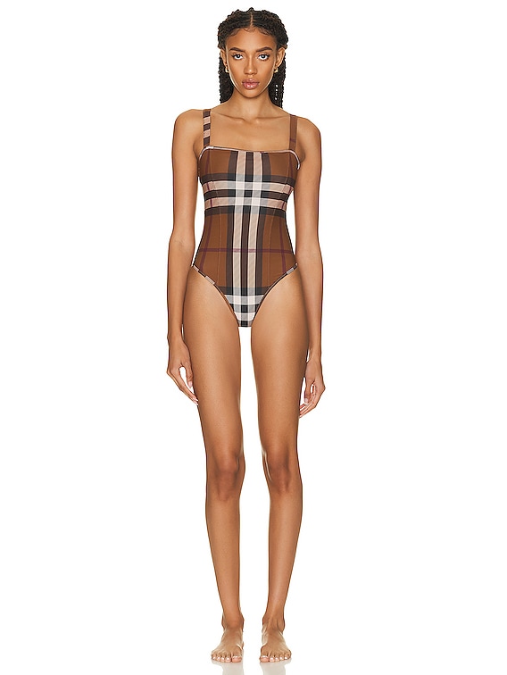 Burberry One Piece Swimsuit in Birch Brown IP Check | FWRD
