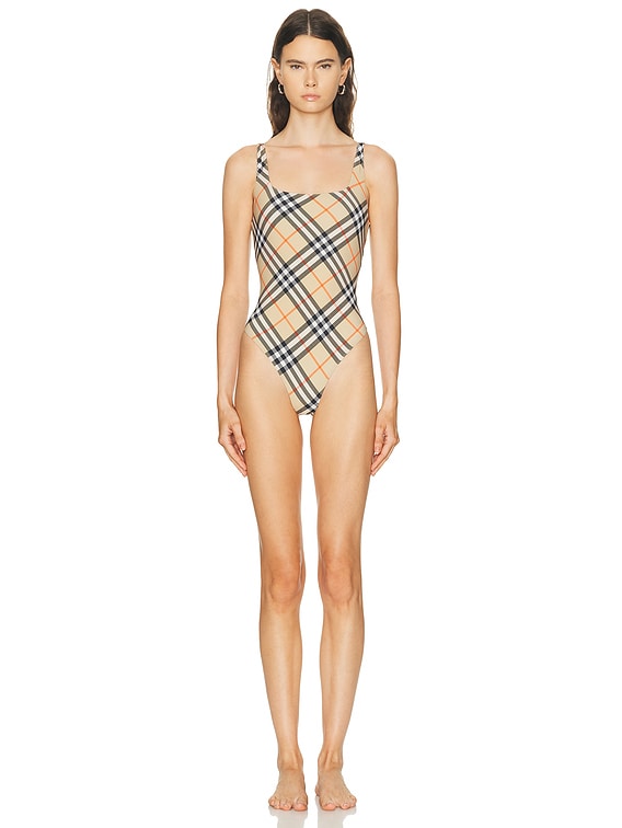 Burberry Sabina One Piece Swimsuit in Sand IP Check | FWRD