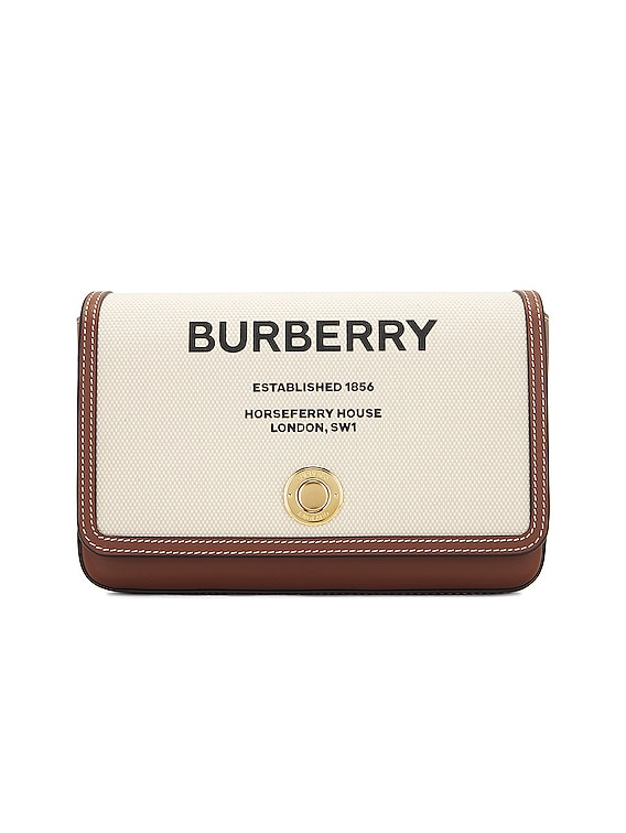 Burberry Beige/Tan Canvas and Leather Horseferry Note Crossbody Bag