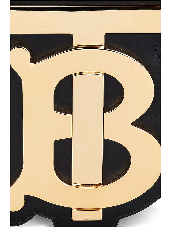 Burberry Ladies Black / Palladio TB Monogram Buckle Leather Belt | World of  Watches