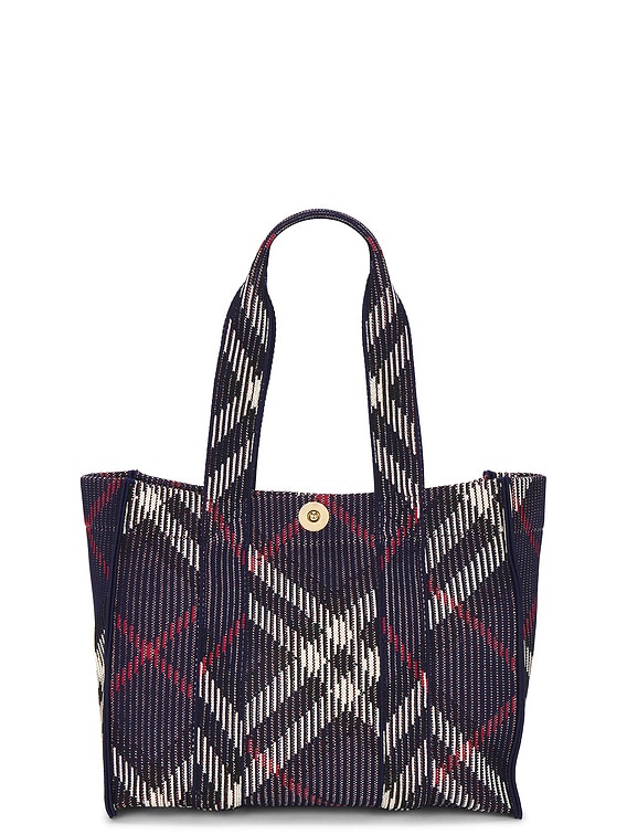 【BURBERRY】MINI KNIT TOTE ミニ ニットトート Burberry Mini Check Knitted Tote Bag | Grey | FARFETCH