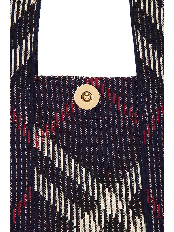 【BURBERRY】MINI KNIT TOTE ミニ ニットトート Navy Mini Check Knitted Tote by Burberry on Sale