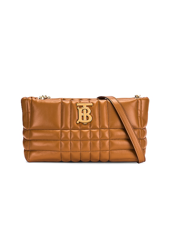 BURBERRY: Lola quilted leather bag with monogram - Orange