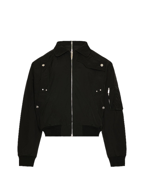 C2H4 Quilted Intervein Bomber Jacket in Solemn Black FWRD