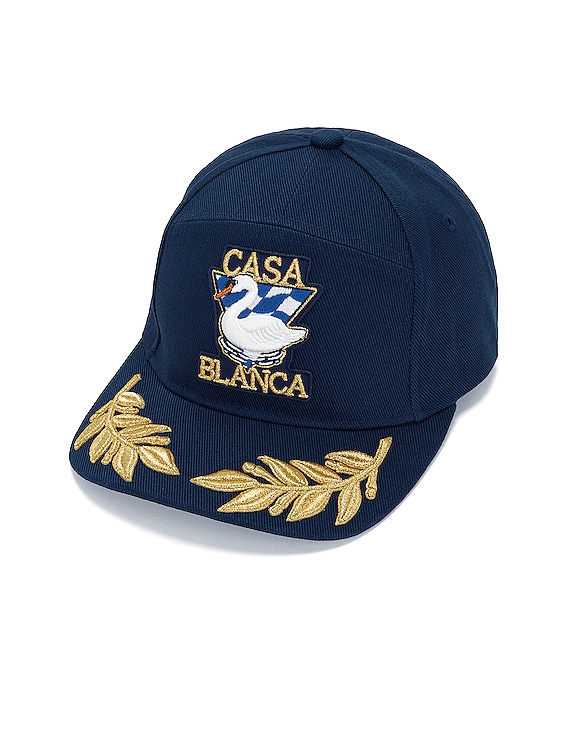 Casablanca Par Avion Laurel Cap in Navy | FWRD
