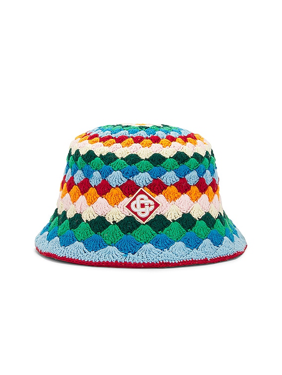 Casablanca Shell Striped Crochet Hat in Rainbow Multi | FWRD