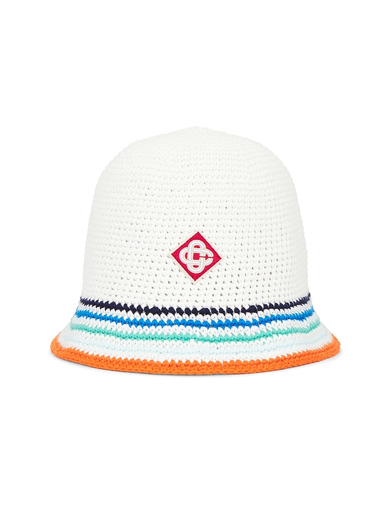 Casablanca STRIPED CROCHET HAT カサブランカ Casablanca Striped Crochet Hat in Tennis Stripe | FWRD