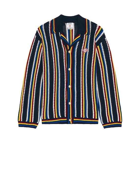 Casablanca Crochet Shacket in Navy FWRD