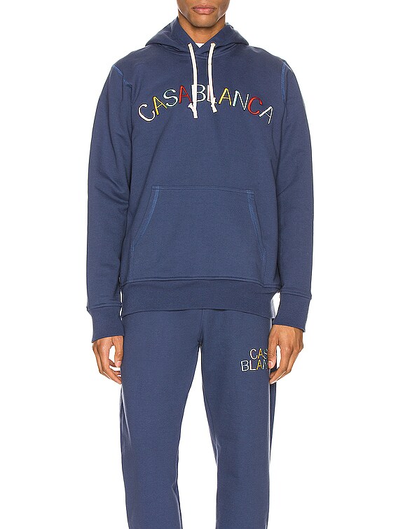 Casablanca Casa Arch Logo Hoodie in Navy | FWRD