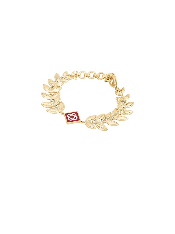 アクセサリー CASABLANCA LAUREL LEAF BRACELET Casablanca Laurel Leaf Bracelet in Gold & Red | FWRD