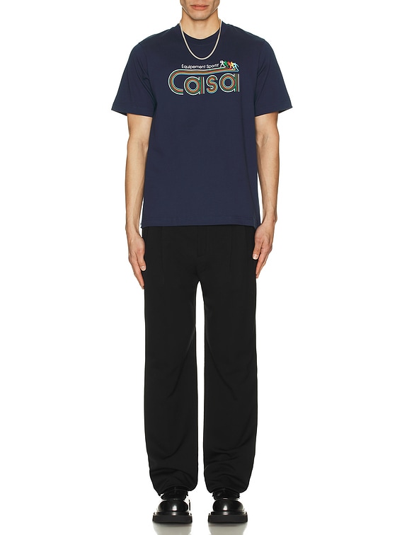 【関税込み】Casablanca ネイビー Equipement Sportif Tシャツ Casablanca Equipment Sportif Screen Printed T-Shirt in