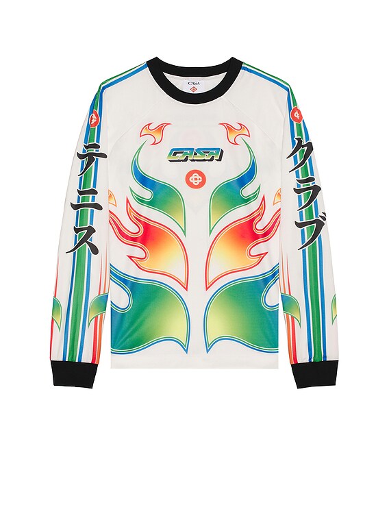 Casablanca Long Sleeve Football Tee in Flame Laurel | FWRD