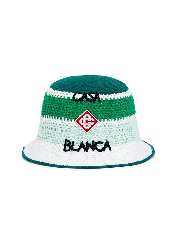 Casablanca Cotton Crochet Hat in Green & Multi | FWRD