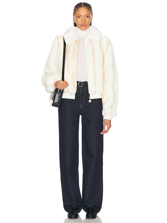 Casablanca Faux Fur Jacket in Off White | FWRD