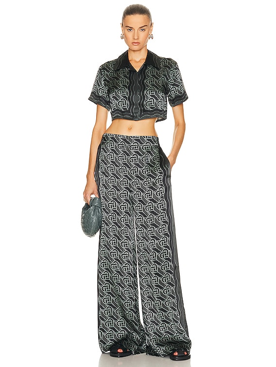 Casablanca Printed Wide Leg Trouser in Heart Monogramme