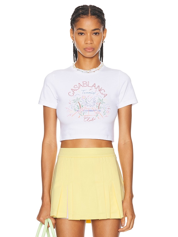 Casablanca Cropped T-Shirt in Crayon Tennis Club | FWRD
