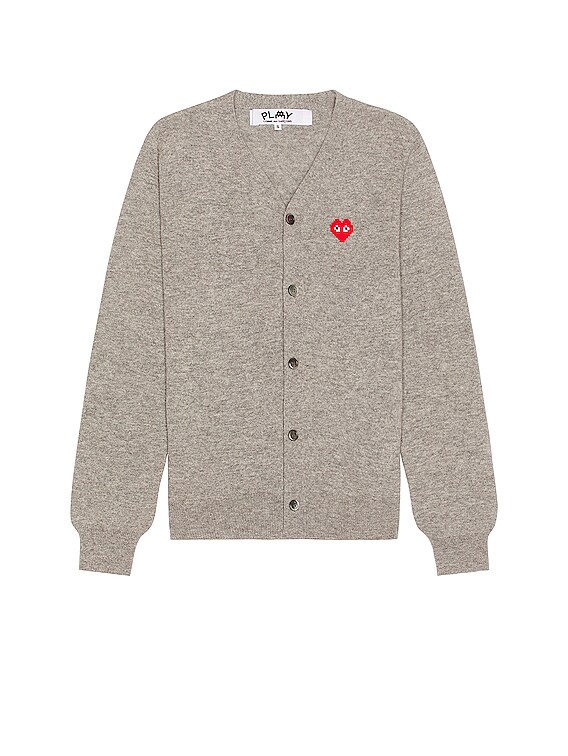 COMME des GARCONS PLAY Invader Cardigan in Light Grey | FWRD