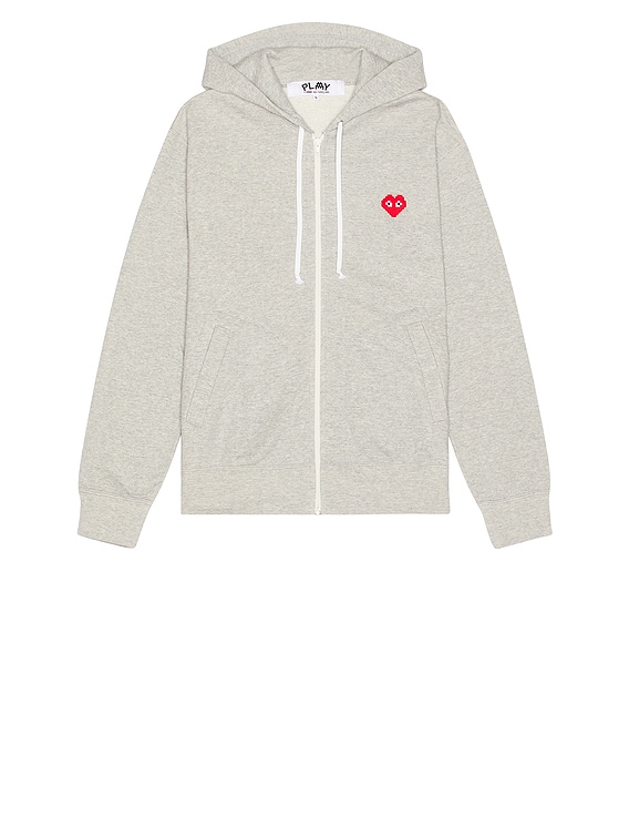 COMME des GARCONS PLAY Invader Hooded Sweatshirt in Grey FWRD