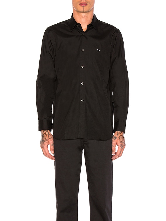 Small Black Emblem Cotton Button Down