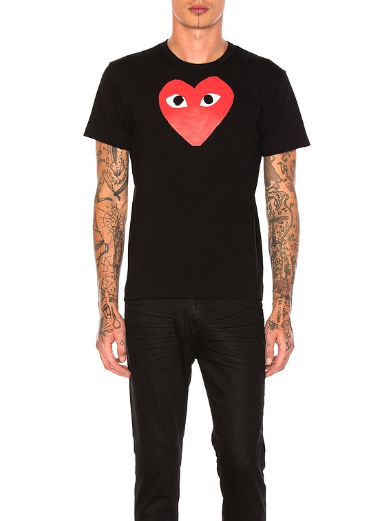 cdg black red heart