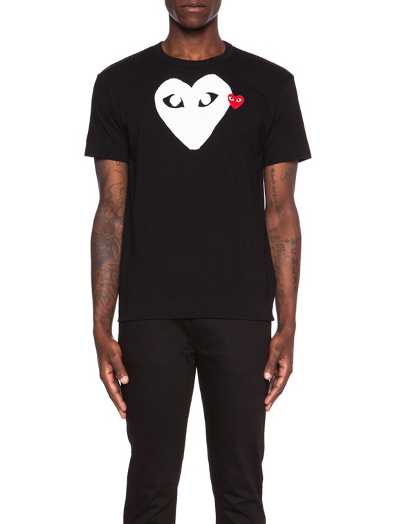 COMME des GARCONS PLAY Red Emblem Cotton Tee in Black | FWRD