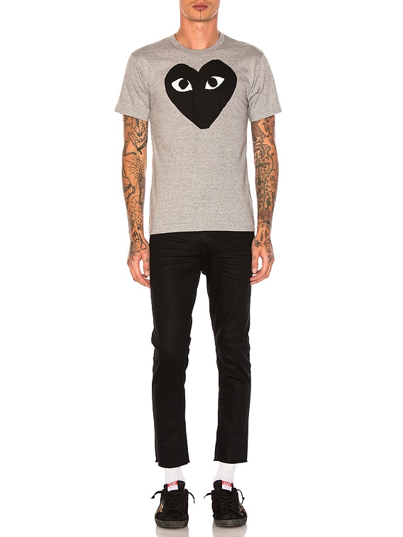 COMME des GARCONS PLAY Emblem Cotton Tee in Grey Black FWRD