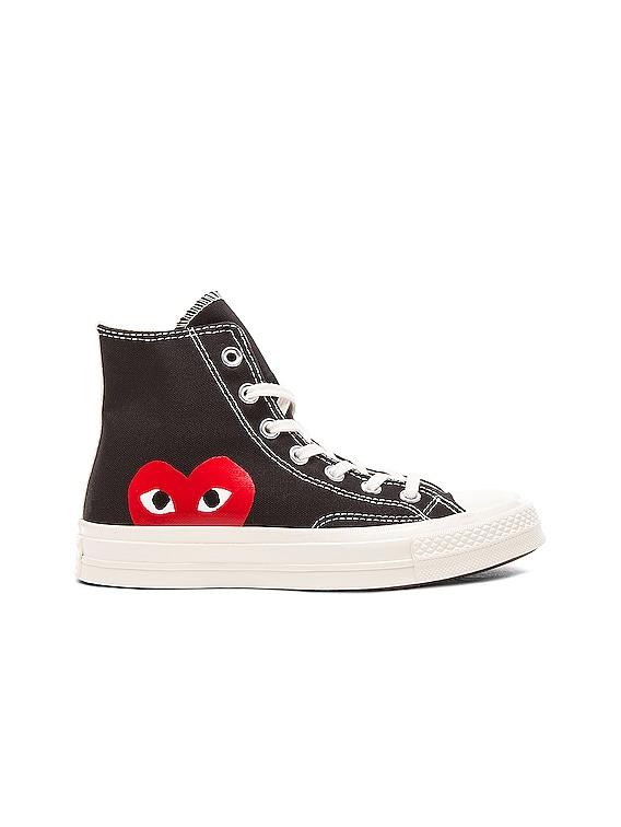 COMME des PLAY Converse Emblem Top Canvas Sneakers in Black | FWRD
