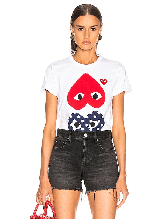 COMME des GARCONS PLAY Logo Emblem Tee in White | FWRD