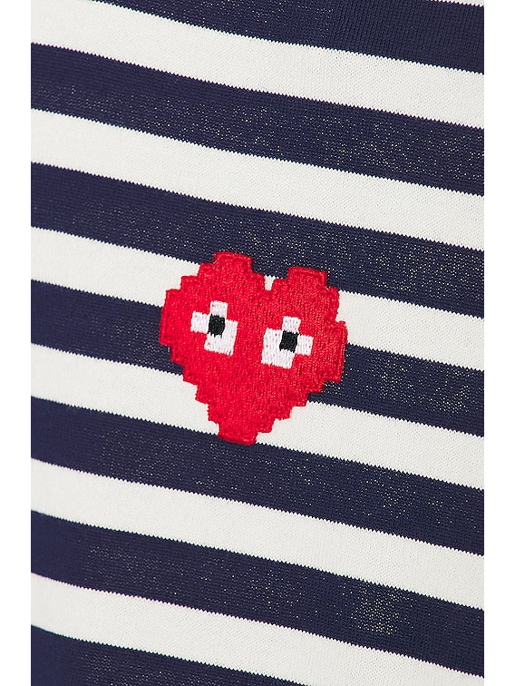 COMME des GARCONS PLAY Invader Striped Long Sleeve T-Shirt in Navy